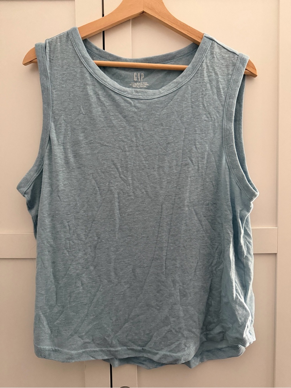 GAP Women's Light Blue Sleeveless Tank Top - Linen Blend